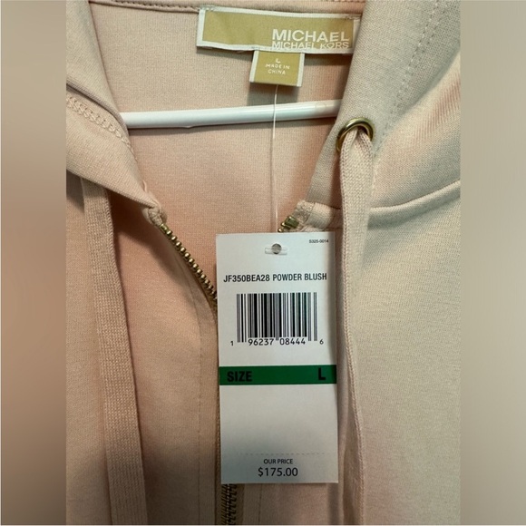 Michael Kors Powder Blush Pink Zip Up Hoodie Sweatshirt, Size Large - Picture 6 of 6